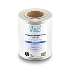 Folia do zgrzewania tacek wieczkowa PET/PE z PEEL 185mm x42um x250m