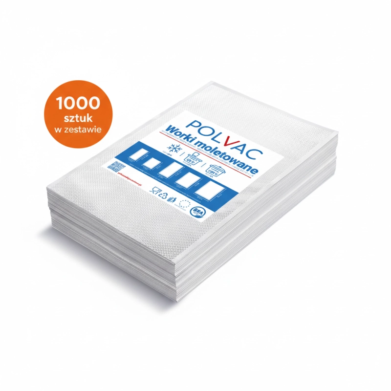 Zestaw hurtowy 1000 sztuk moletowanych worków próżniowych Polvac 20x25 cm