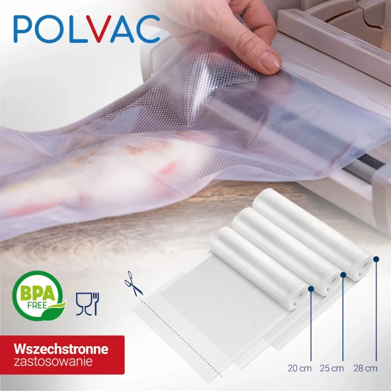 Rękaw moletowany do pakowarek listwowych 20x300 – rolki POLVAC z możliwością docięcia na wymiar 10 sztuk